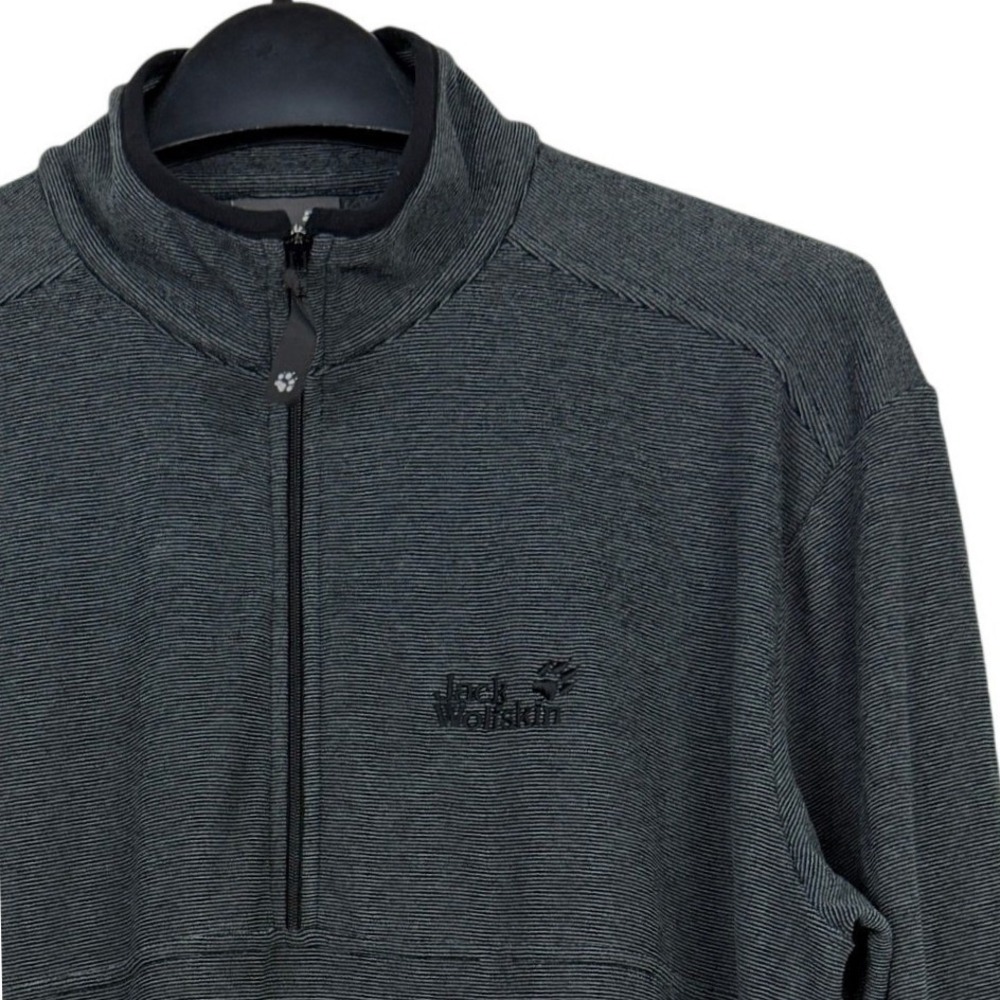 Jack Wolfskin Mens L Mock Neck Nanuk 100 Fleece Quarter Zip Pullover Gray